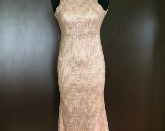 Lucy Wang rose pailleté or bas robe de soirée dos